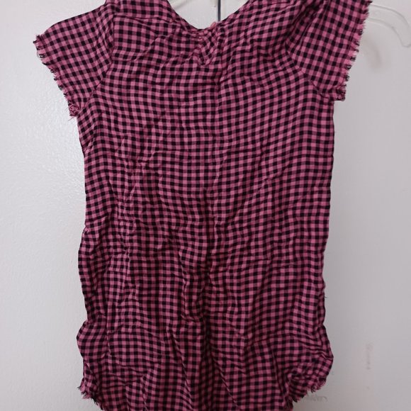 NEW Splendid Girl's Plaid Cold Shoulder Short Sleeve Top - size 5-6 - Picture 2 of 4